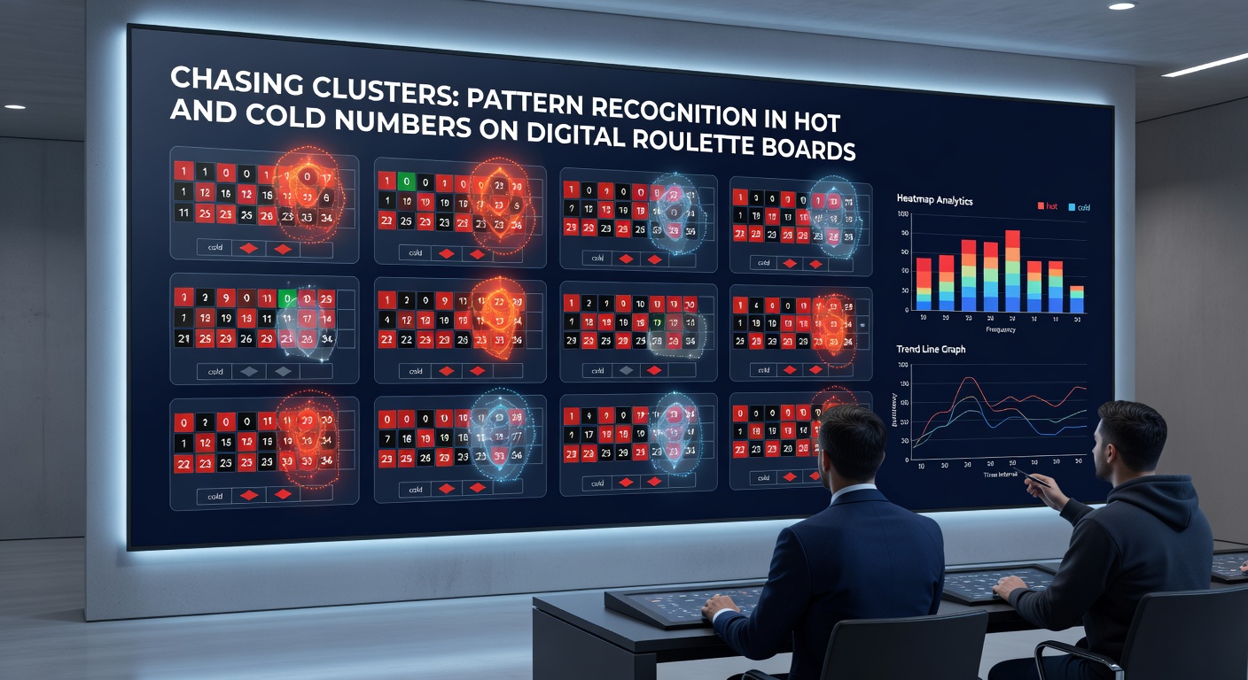 Close-up of a digital roulette statistics panel showing hot number streaks and cold number droughts with graphical charts and recent spin history