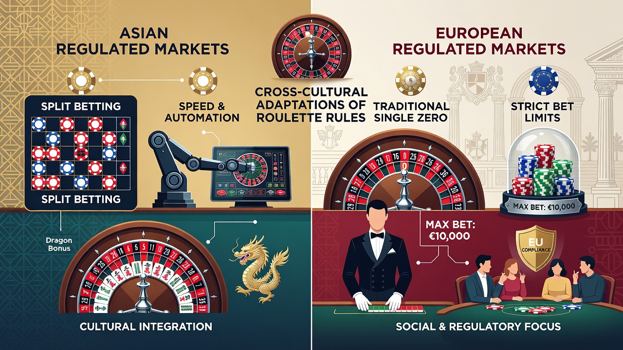 Asian casino roulette table with high-limit signage and European-style wheel in a regulated integrated resort setting