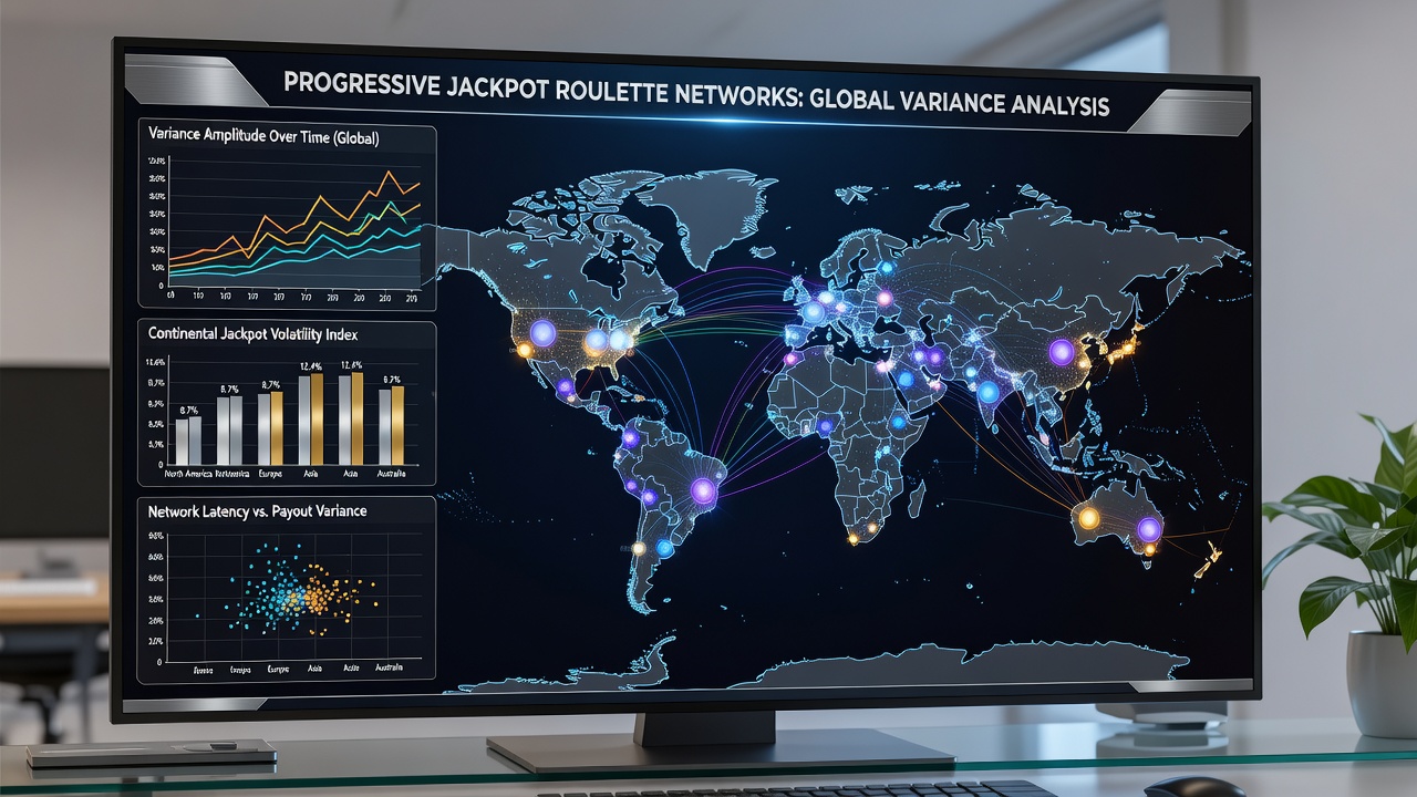 Detailed chart displaying variance metrics and jackpot growth curves for progressive roulette networks in different global regions