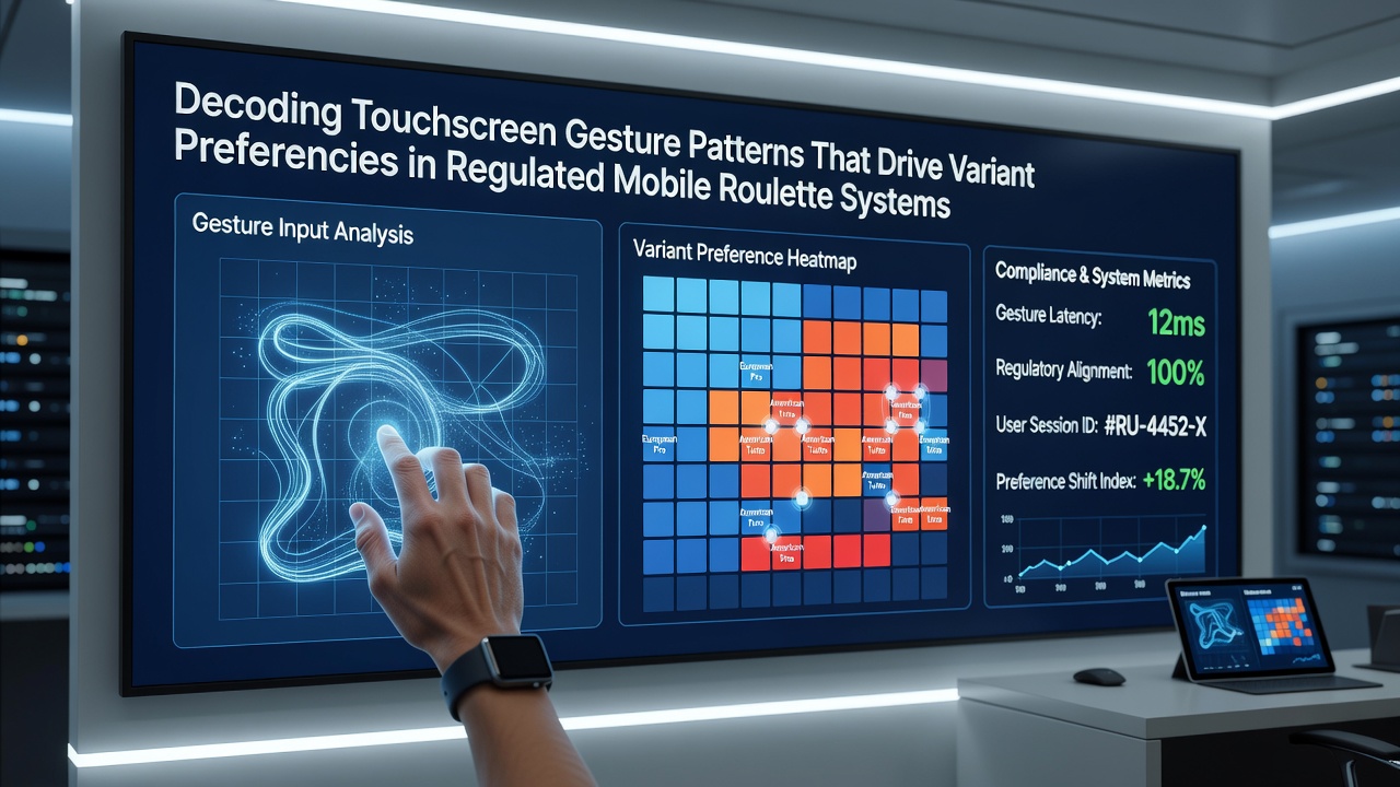 Analytics dashboard displaying gesture heat maps and variant selection trends from regulated mobile roulette sessions