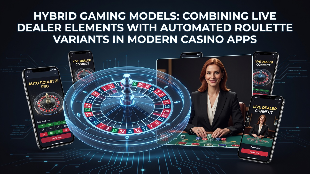 Hybrid gaming interface blending live dealer video with automated roulette wheel in a mobile casino app