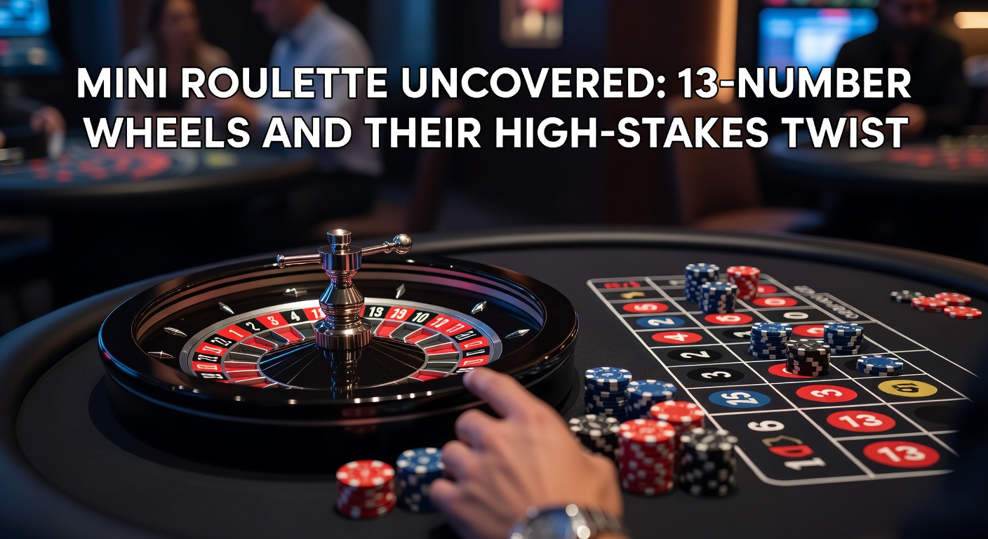 Dynamic action shot of a live mini roulette dealer launching the ball on a 13-number wheel, with players' bets visible on the digital table below