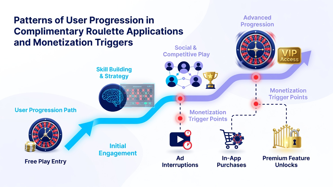 Analytics dashboard displaying user progression metrics and monetization trigger points in roulette apps