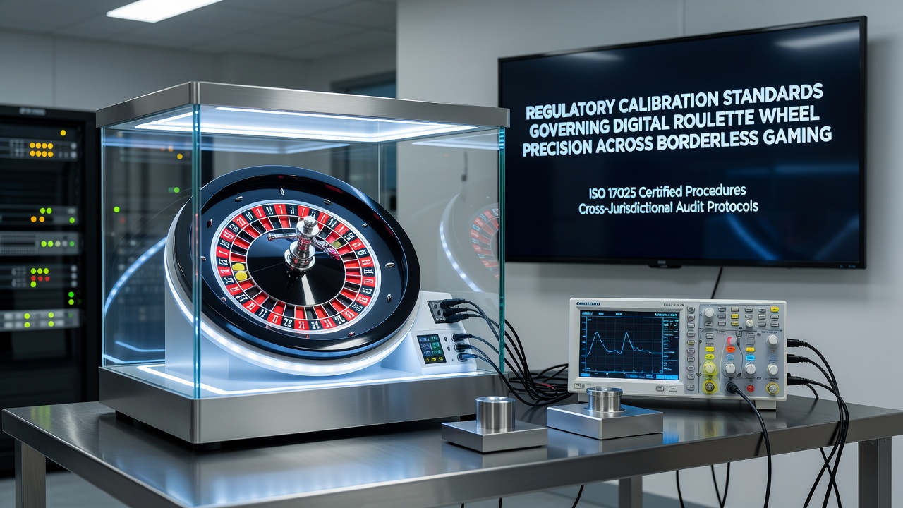 Technicians reviewing cross-border calibration data for digital roulette networks