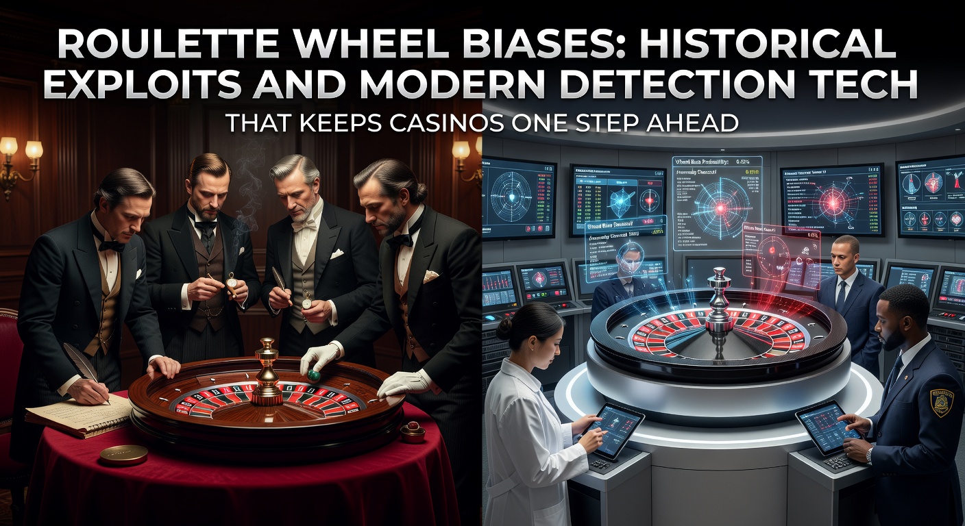 Vintage roulette wheel from a famous 19th-century casino, tilted slightly to illustrate physical biases that players once exploited