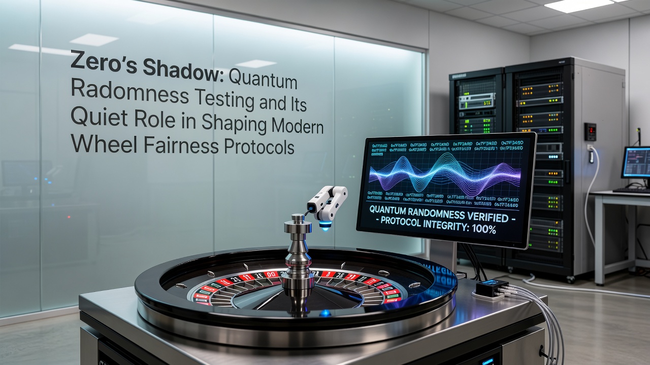 Technician reviewing quantum randomness audit results on a digital roulette fairness dashboard